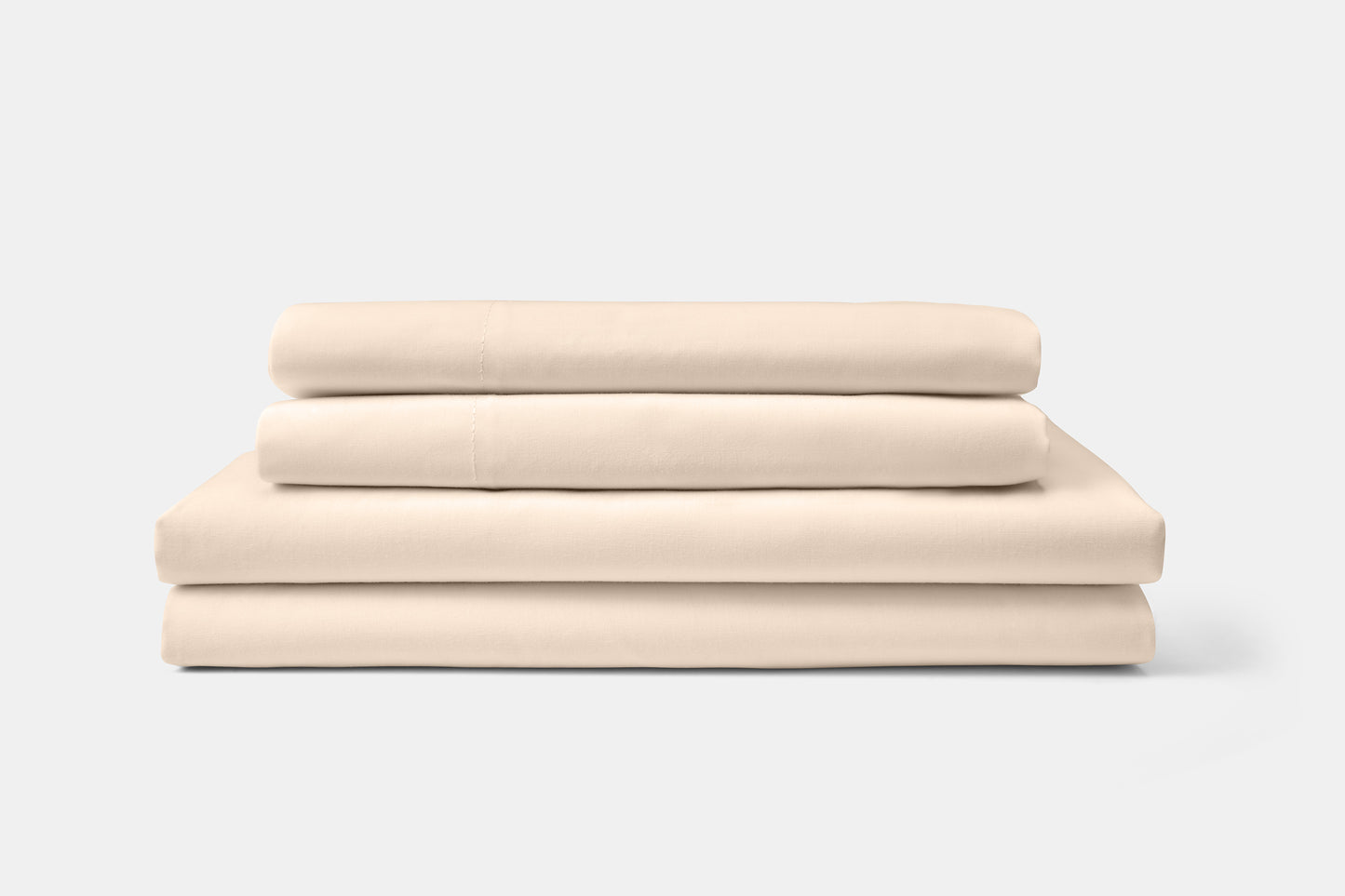 Hotel Bed Sheet Stack Bone Percale T250 CottonPoly Royal Suite