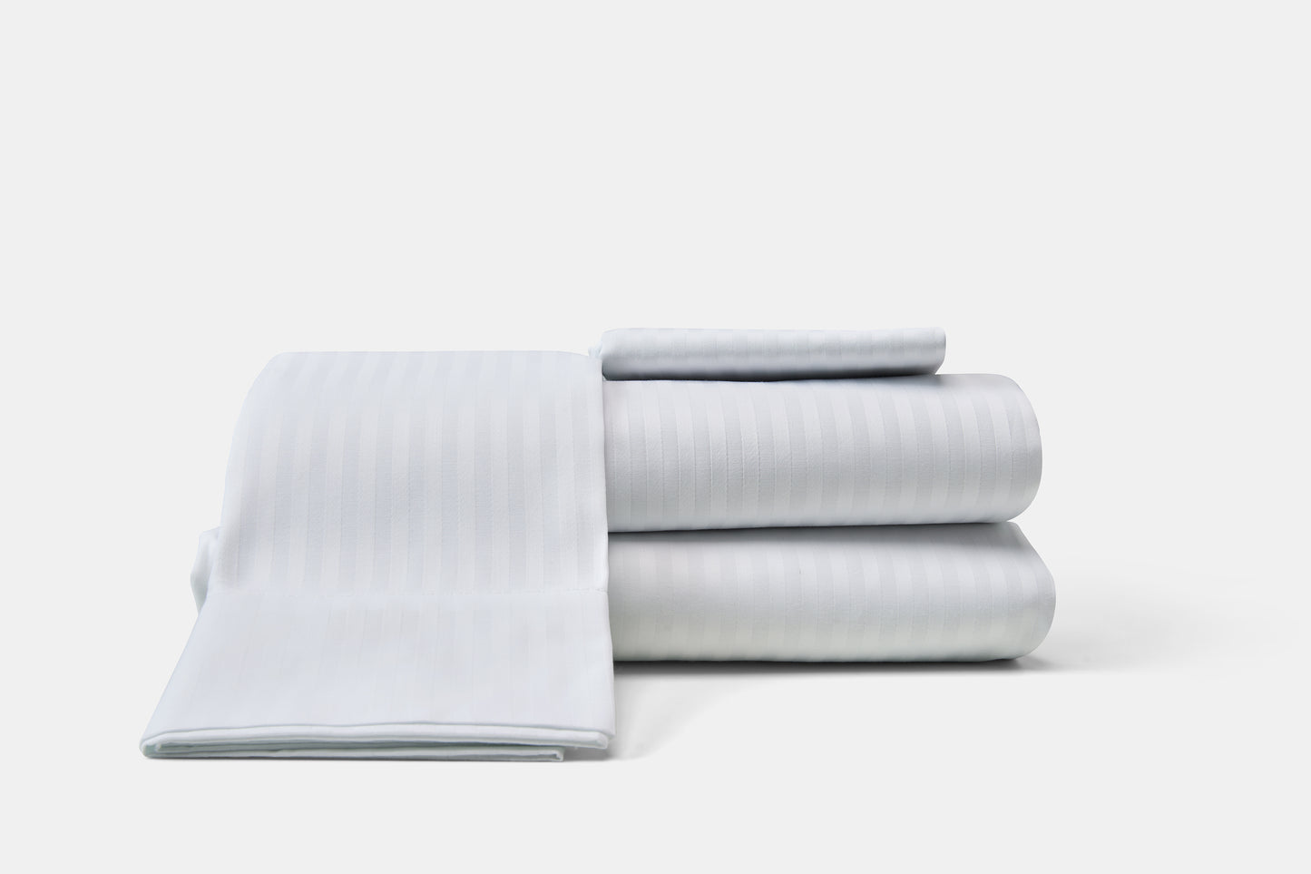 Hotel Bed Sheet white Stack Sateen T310 CottonPoly Satin Stripe