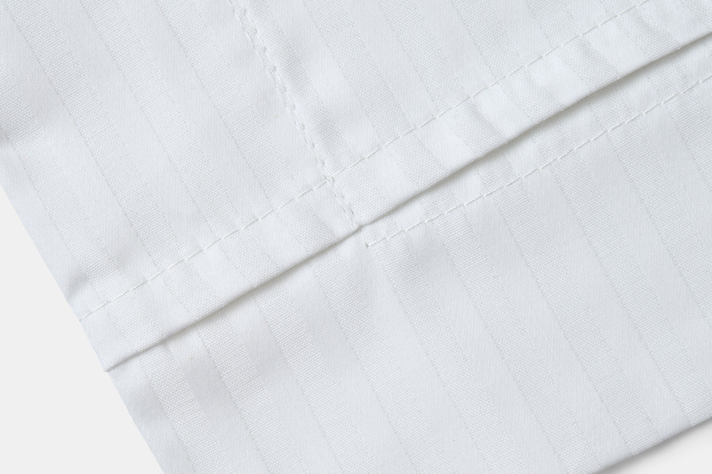 Hotel white Sham back stitching Sateen T310 CotPoly Satin Stripe