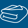 Folded blanket icon on a blue background
