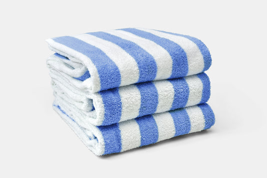 Hotel Pool Towel Blue Stack Terry Cotton Island Stripe