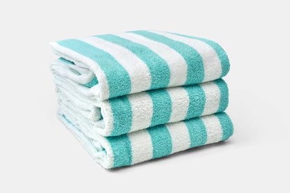 Hotel Pool Towel Green Stack Terry Cotton Island Stripe