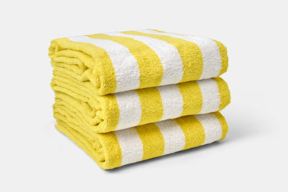 Hotel Pool Towel Yellow Stack Terry Cotton Island Stripe