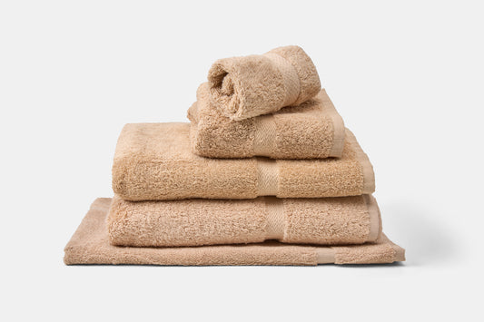 Hotel Towel Stack Beige Luxury Terry Combed Cotton Royal Suite Dobby