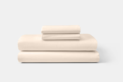 Hotel Bed Sheet Stack Bone Percale T200 CottonPoly Thomaston