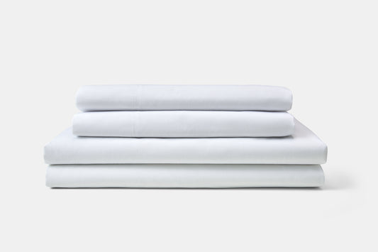 Hotel Bed Sheet Stack White Percale T250 CottonPoly Royal Suite