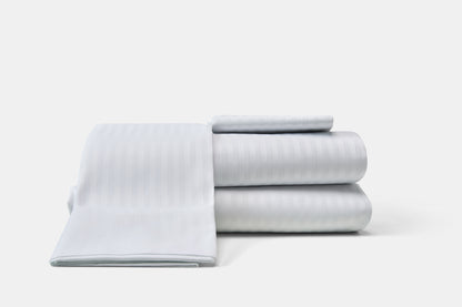 Hotel Bed Sheet white Stack Sateen T310 CottonPoly Satin Stripe