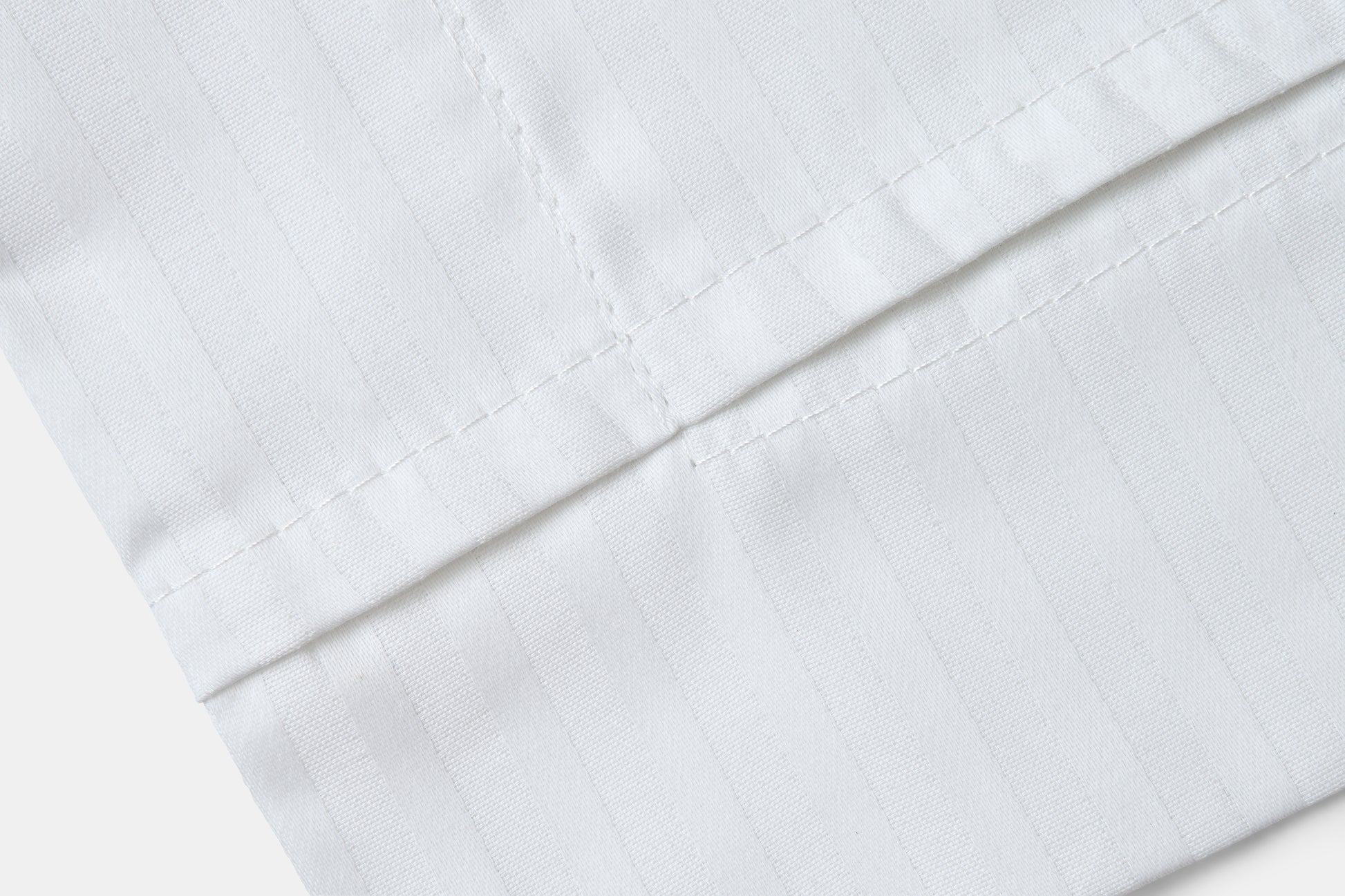 Hotel white Sham back stitching Sateen T310 CotPoly Satin Stripe