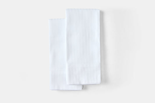 Hotel white pillowcase Sateen T310 CottonPoly Satin Stripe