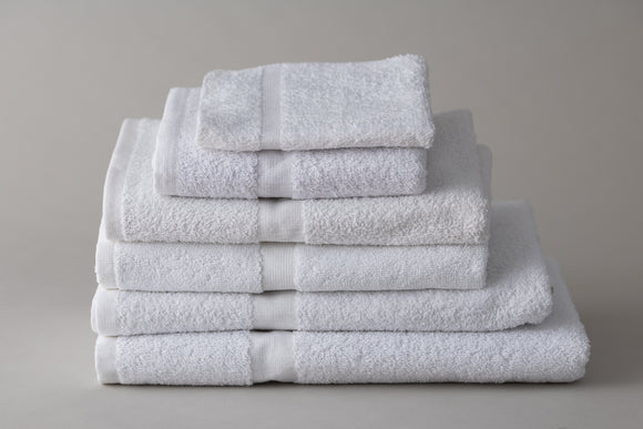 White Thomaston Mills Cam Towels Folded and Stacked.