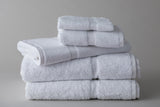 Thomaston Mills White Royal Suite Dobby Towels Folded and Stacked