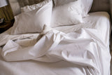 Messy bed with Thomaston Mills Decorative Top Sheet
